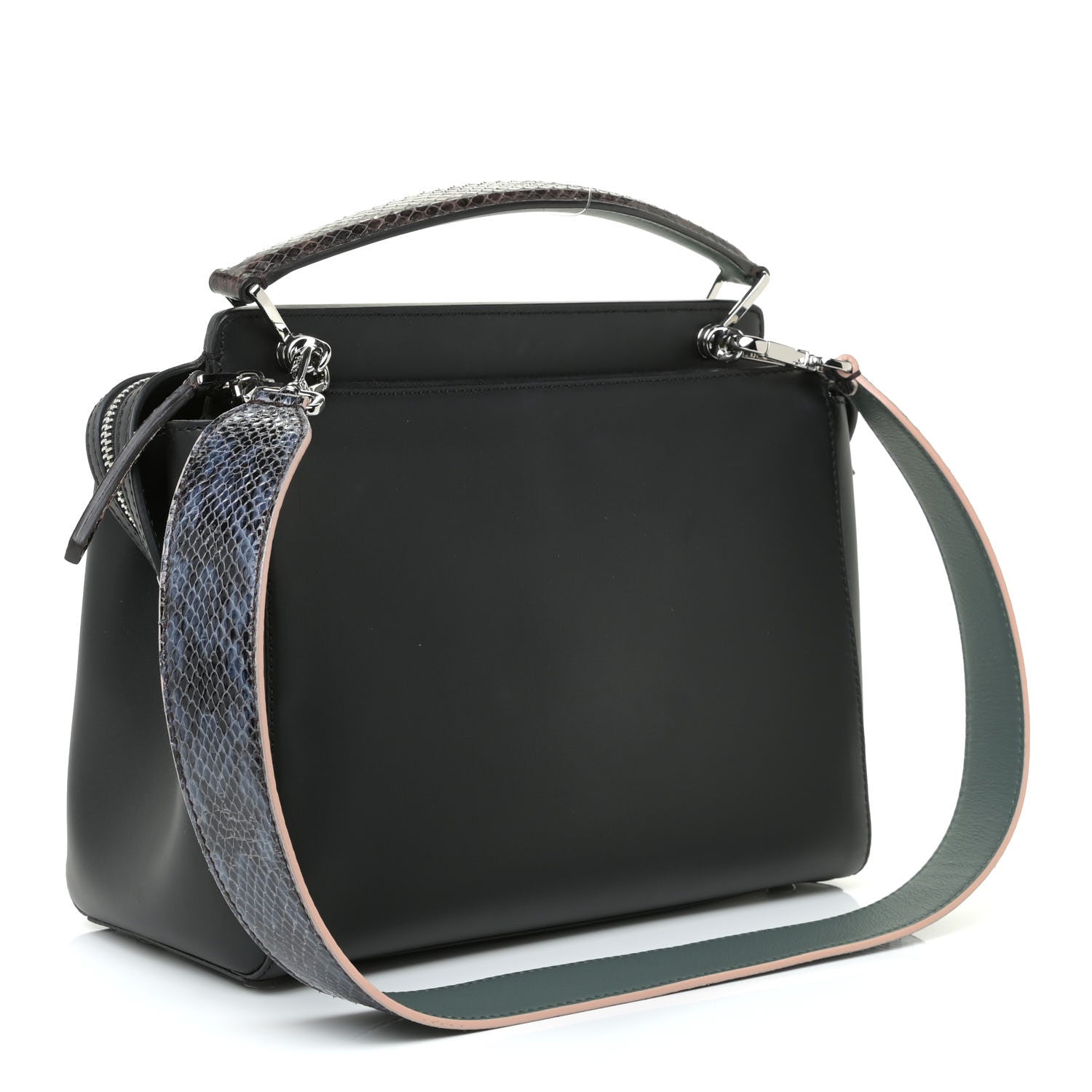 Fendi Vitello Baltico Dolce Elaphe DotCom Satchel Grey 4 of 13