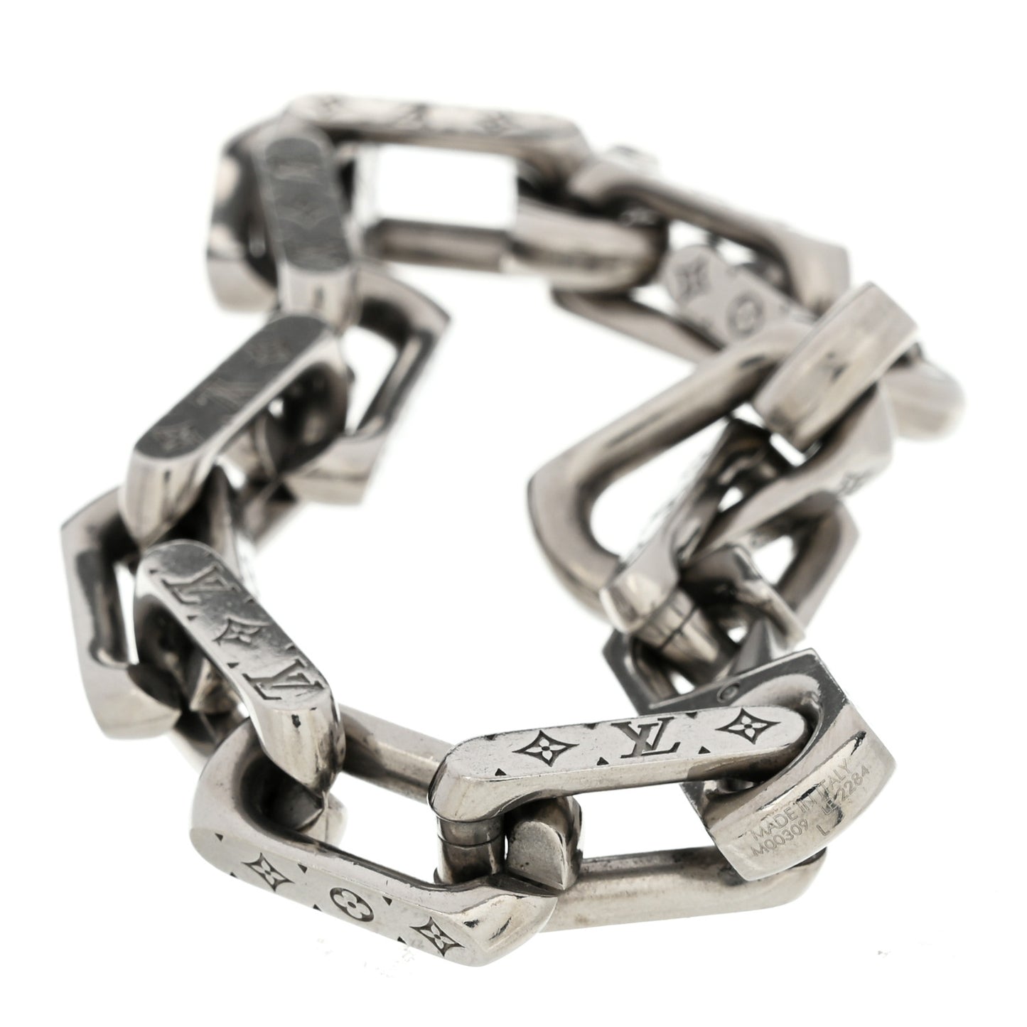 Monogram Chain Bracelet L Silver