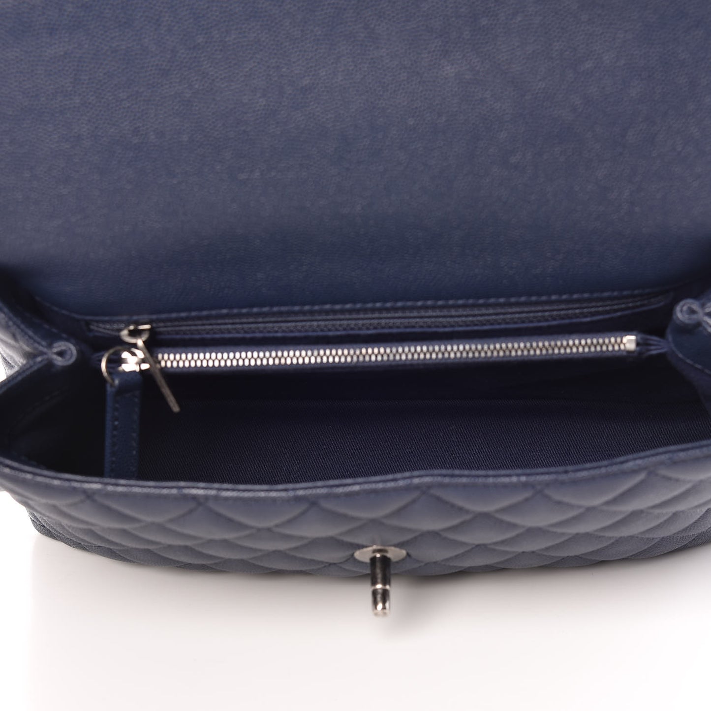 Caviar Quilted Small Coco Handle Flap Navy