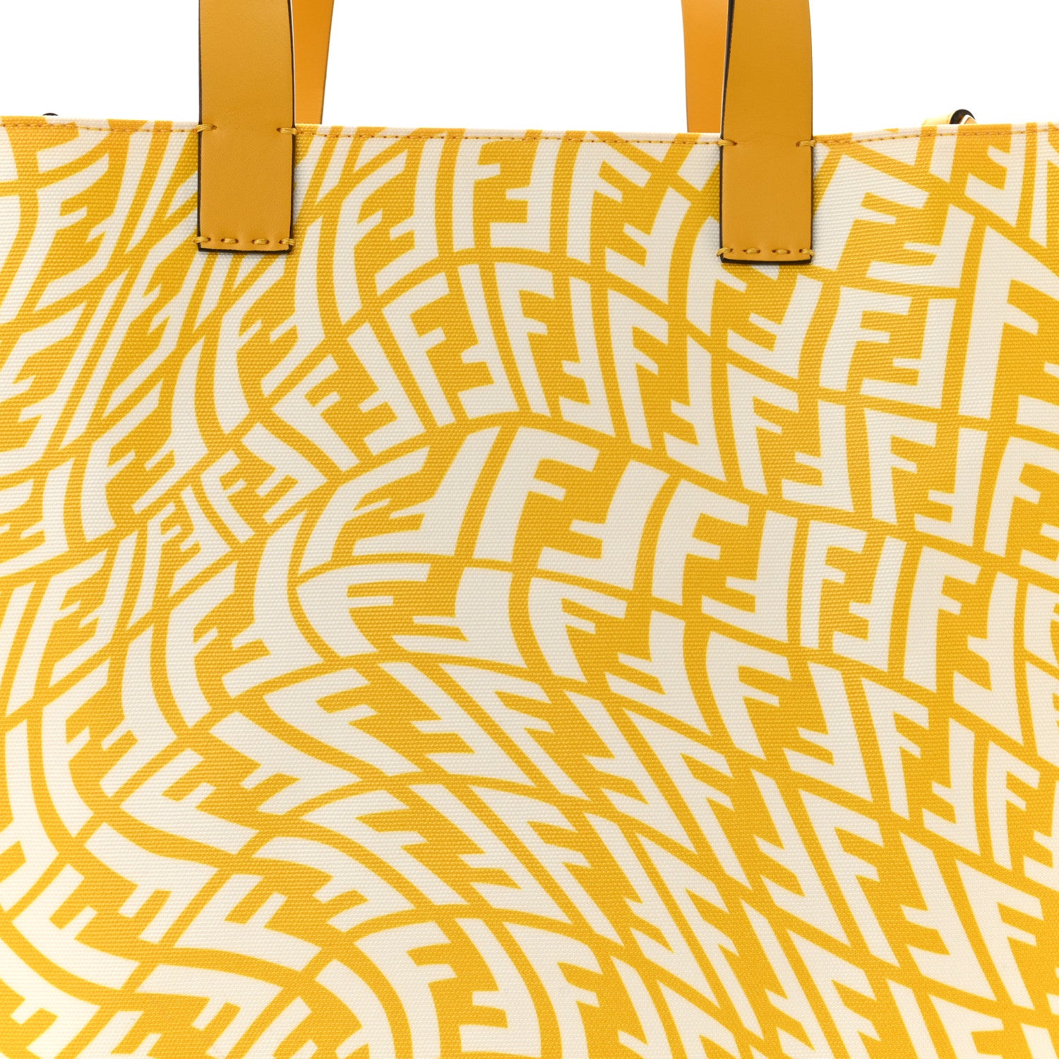 Fendi X SARAH COLEMAN Glazed Canvas Vitello King FF Vertigo Shopping Tote Bag Mimosa White 8 of 10