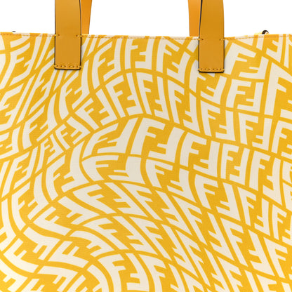 Fendi X SARAH COLEMAN Glazed Canvas Vitello King FF Vertigo Shopping Tote Bag Mimosa White 8 of 10