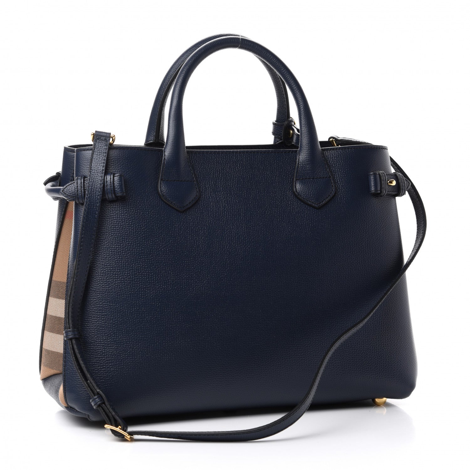 Burberry Calfskin House Check Medium Banner Tote Ink Blue 3 of 10
