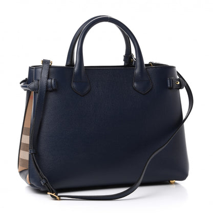 Burberry Calfskin House Check Medium Banner Tote Ink Blue 3 of 10
