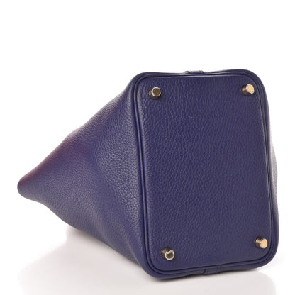 Hermes Taurillon Clemence Picotin Lock 18 PM Bleu Enrce 4 of 10