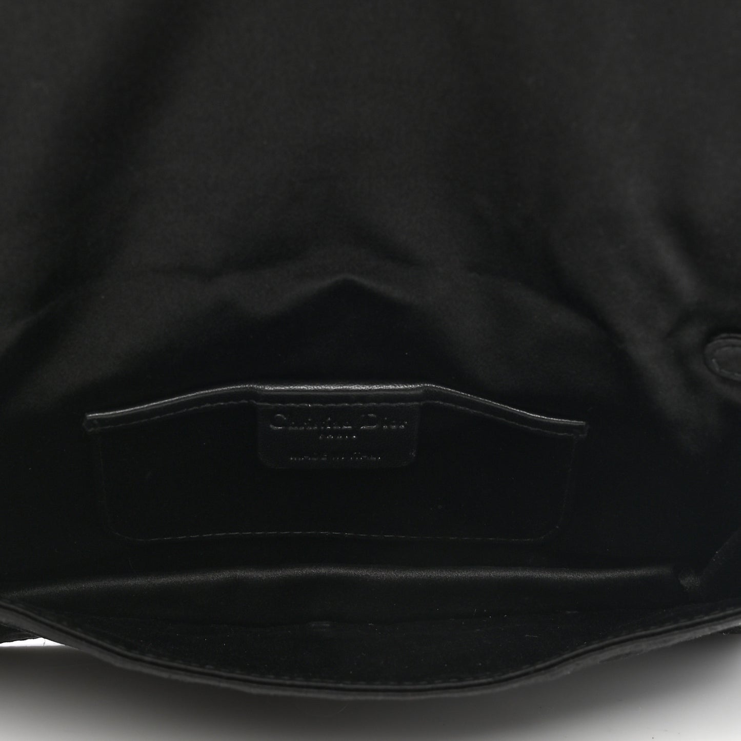 Satin Crystal Cannage Flap Clutch Black