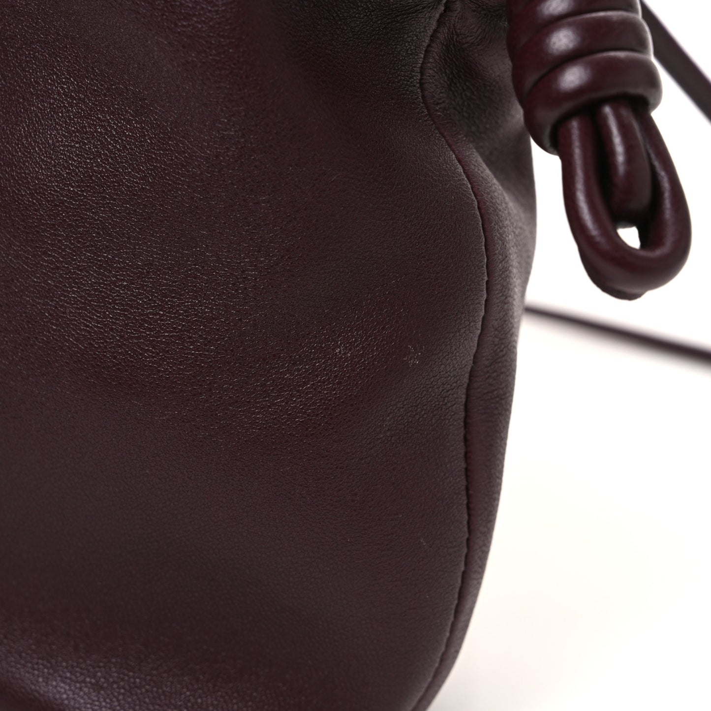 Mellow Nappa Donut Chain Mini Flamenco Knot Clutch Dark Burgundy