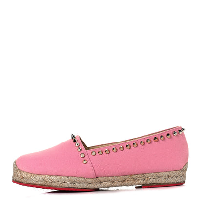 Christian Louboutin Canvas Ares Spikes Flat Espadrilles 37 Rose 1 of 7