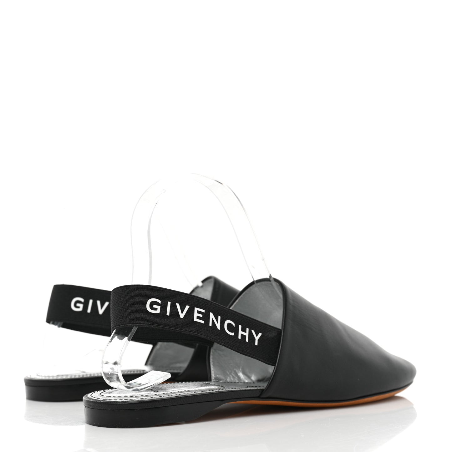 Nappa Rivington Logo Slingback Flat 38 Black Silver