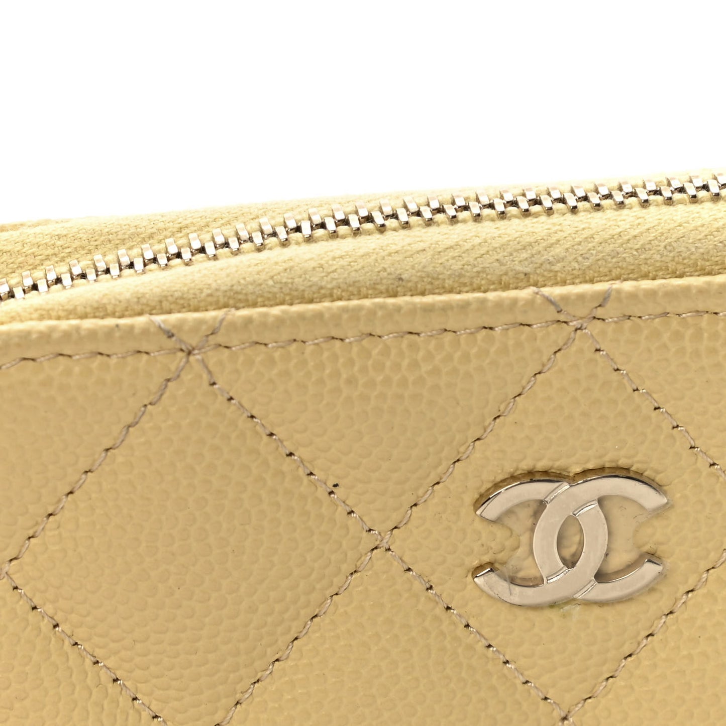 Caviar Quilted Zip Coin Purse Yellow