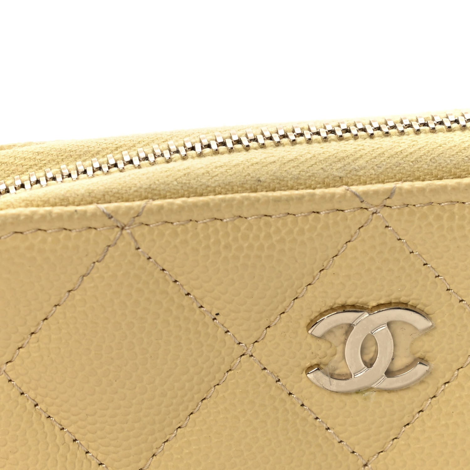 Chanel Caviar Quilted Zip Coin Purse Yellow 11 of 13