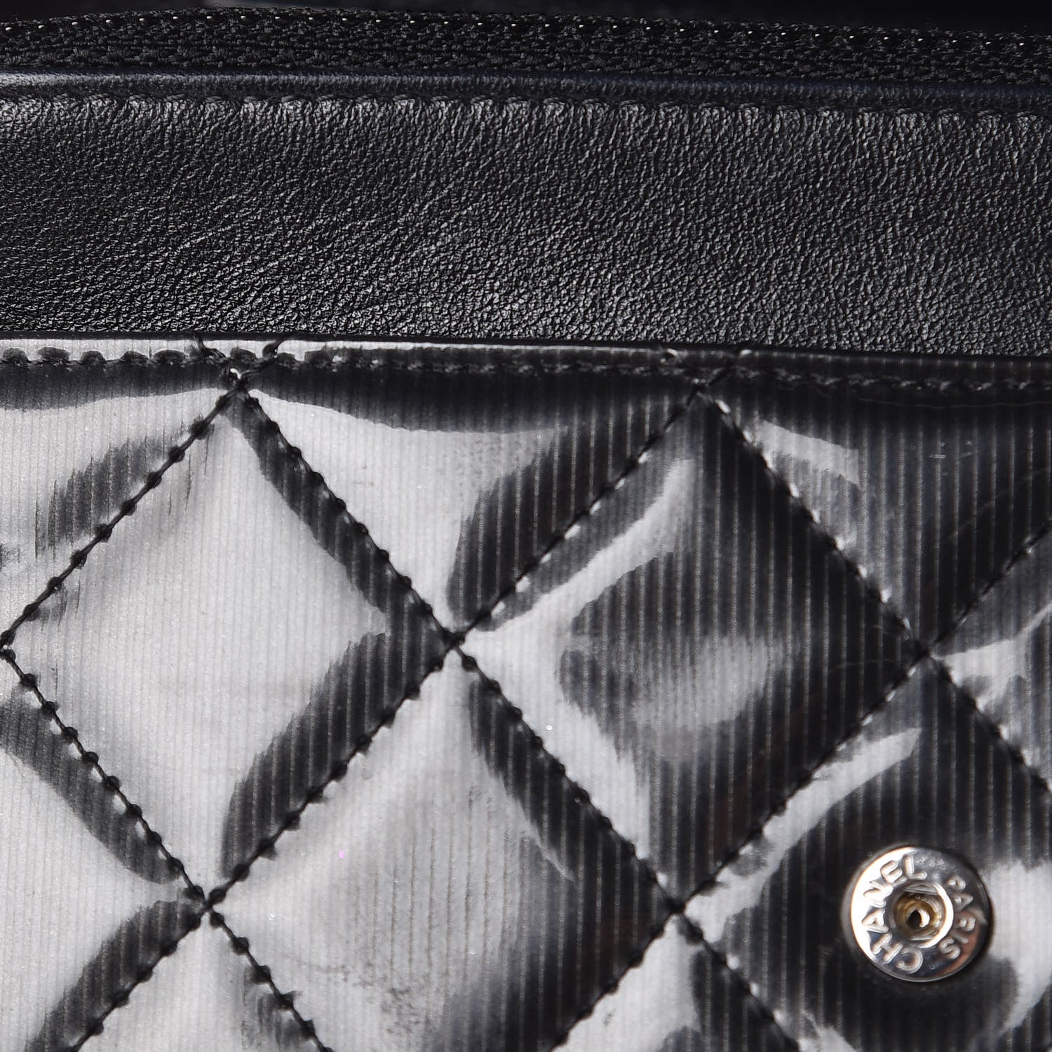 Chanel Striated Patent Quilted Wallet on Chain WOC Black 10 of 16