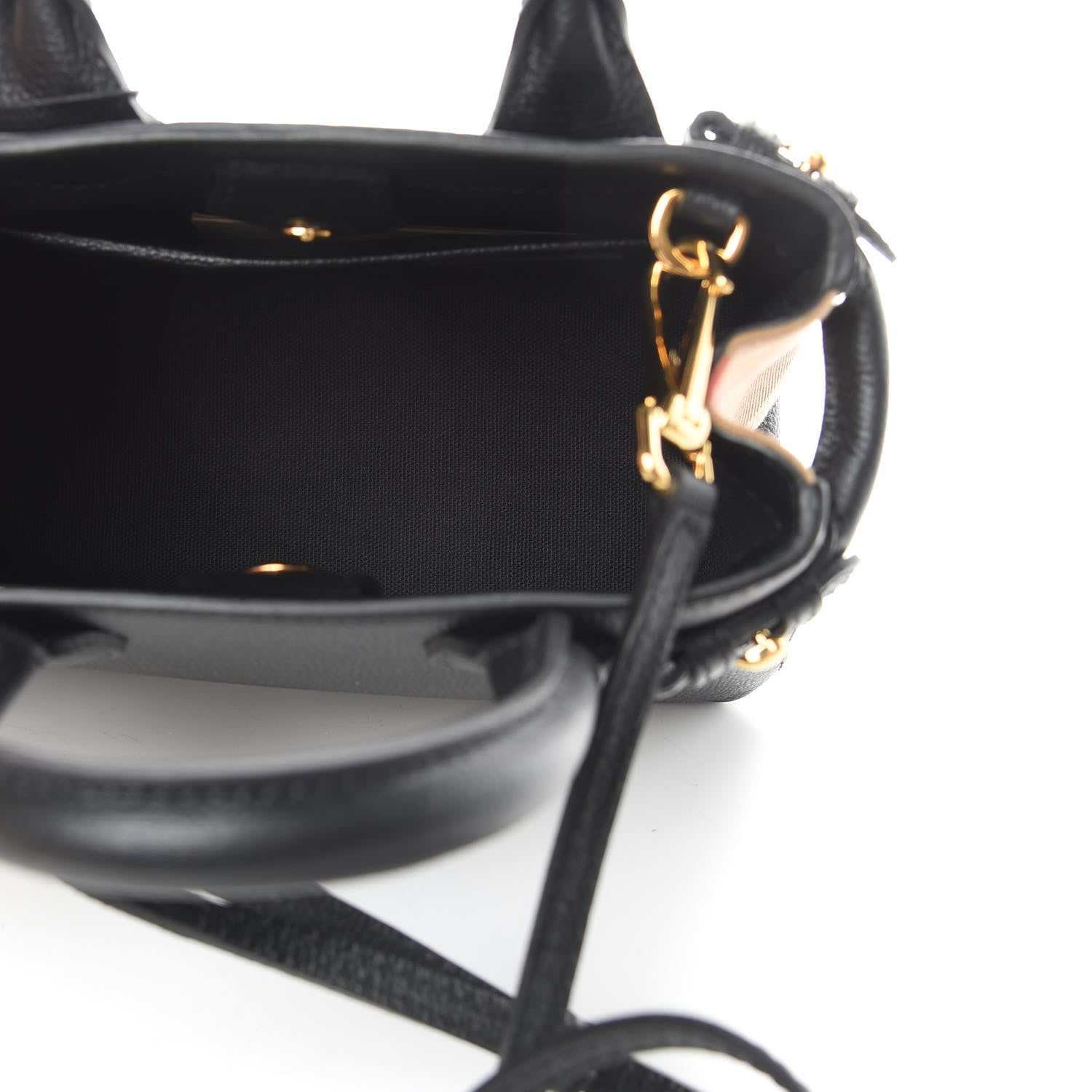 Burberry Derby Calfskin House Check Baby Banner Tote Black 5 of 11