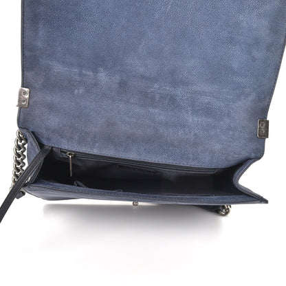 Chanel Iridescent Caviar Quilted Large Boy Flap Navy Blue 5 of 10