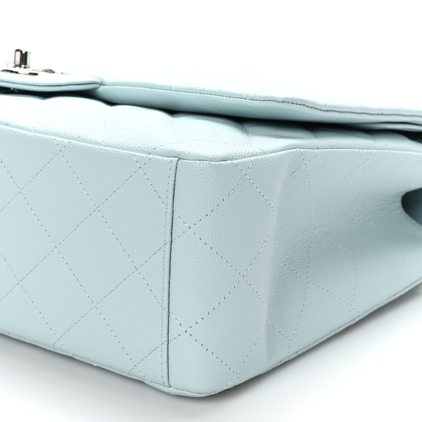Caviar Quilted Maxi Double Flap Light Blue