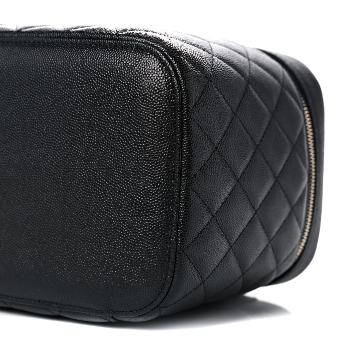 Caviar Quilted Large Vanity Pouch Black
