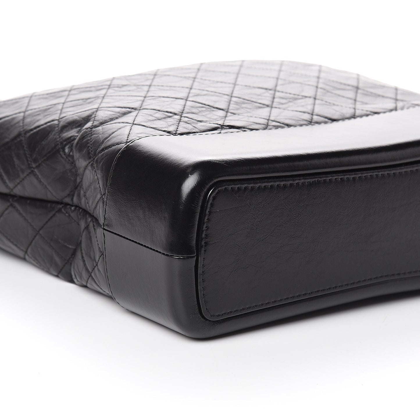 Aged Calfskin Quilted Maxi Gabrielle Hobo Black