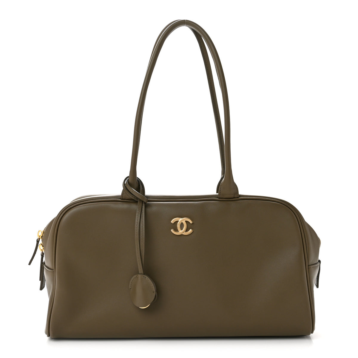 Calfskin Large Perfect Bowling Bag Dark Khaki