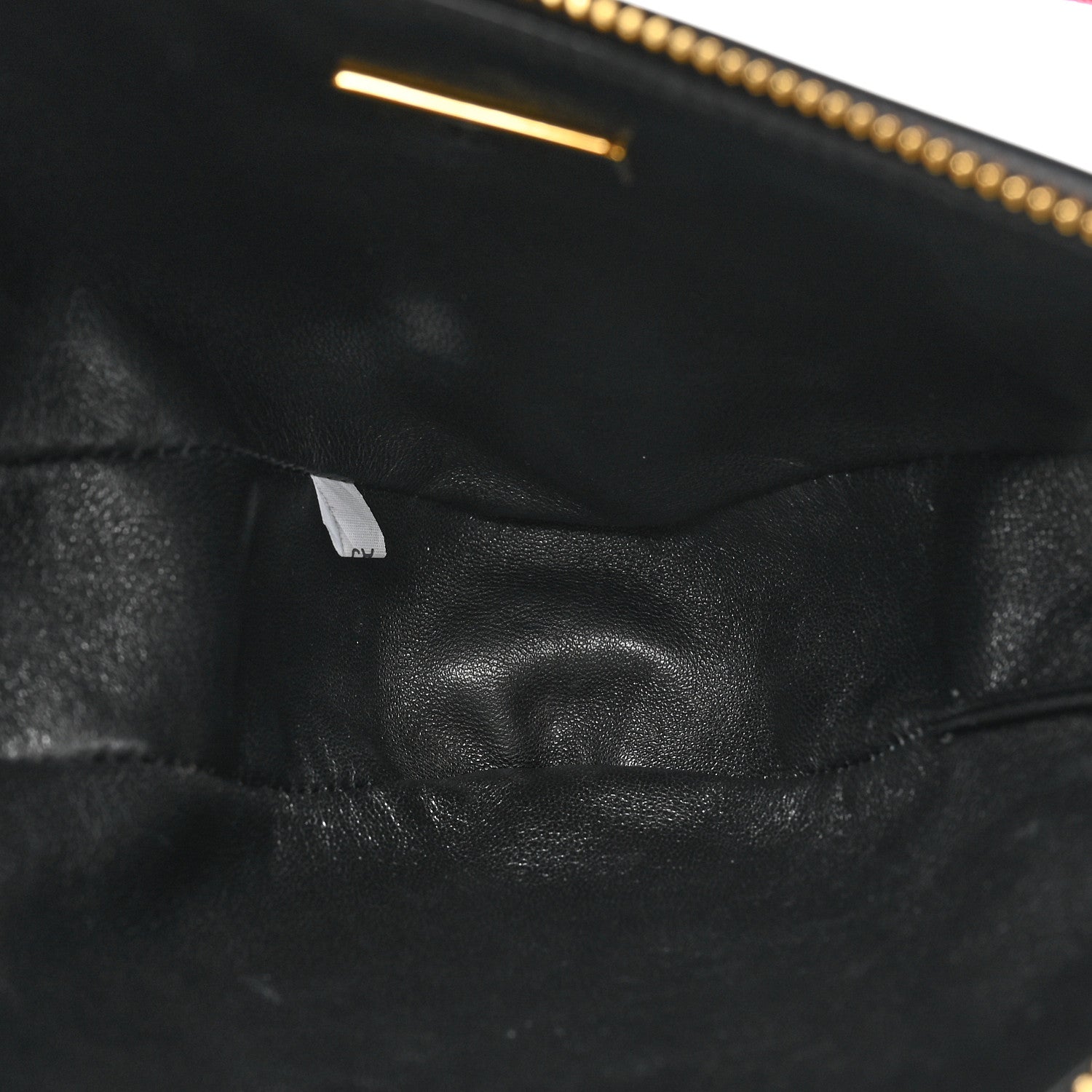 Prada Jacquard Calfskin Triangolo Symbole Embroidered Mini Triangle Double Bag Black Ciliegia 6 of 9