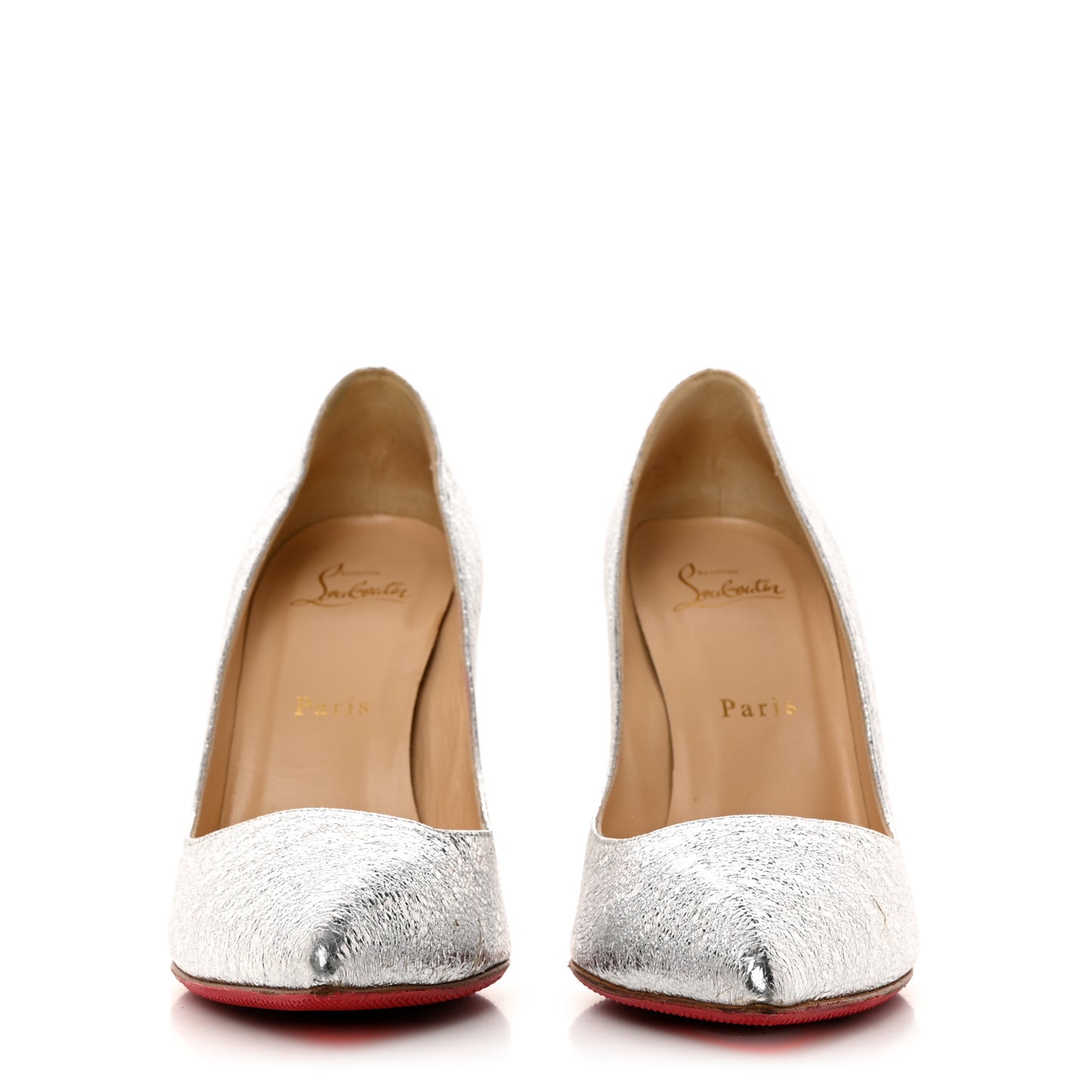 Metallic Crinkled Nappa Pigalle Follies 100 Pumps 38.5 Silver