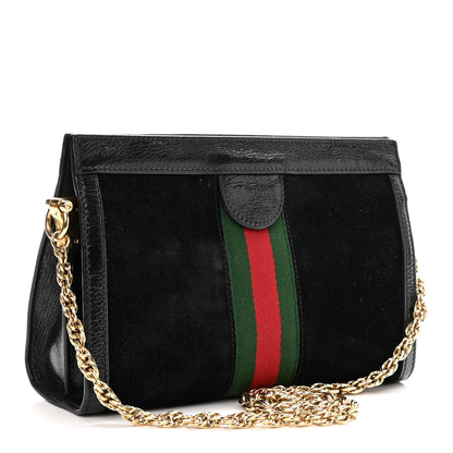 Gucci Suede Patent GG Web Small Ophidia Chain Shoulder Bag Black 3 of 10