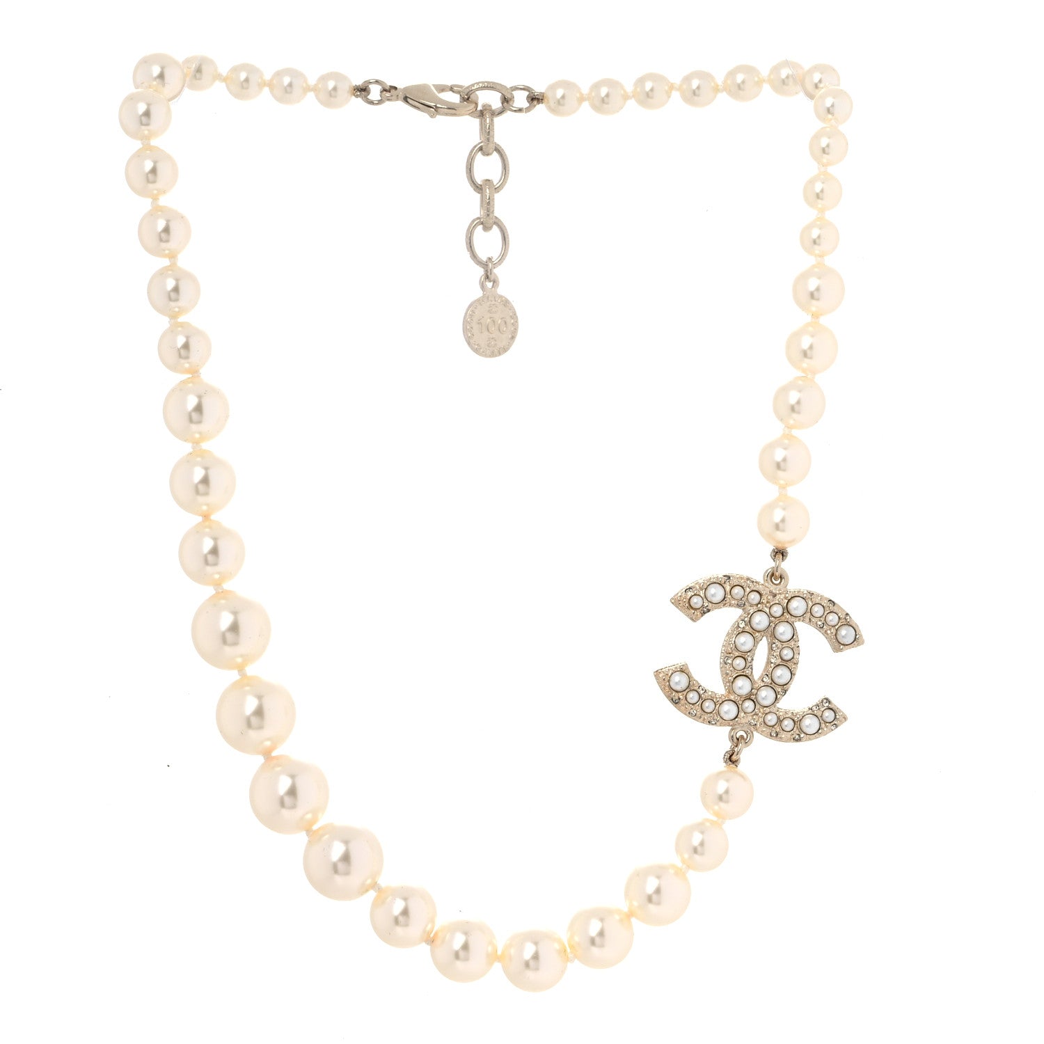 Chanel Pearl CC 100th Anniversary Necklace Light Gold 2 of 6