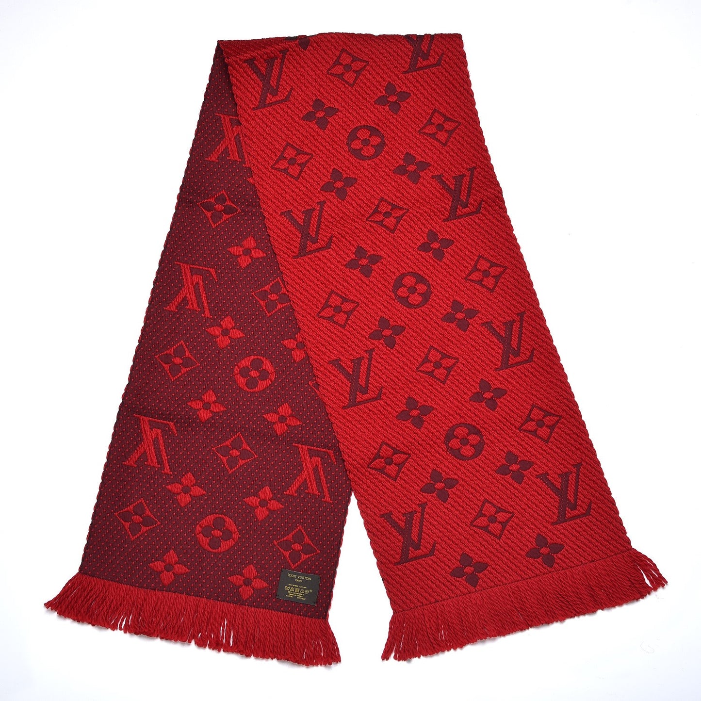 Wool Silk Logomania Scarf Rubis