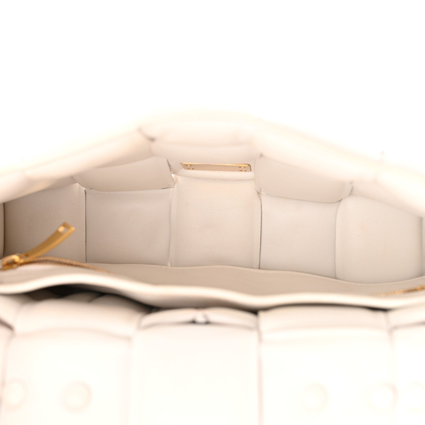 Lambskin Maxi Intreccio Padded Chain Cassette Crossbody Bag White