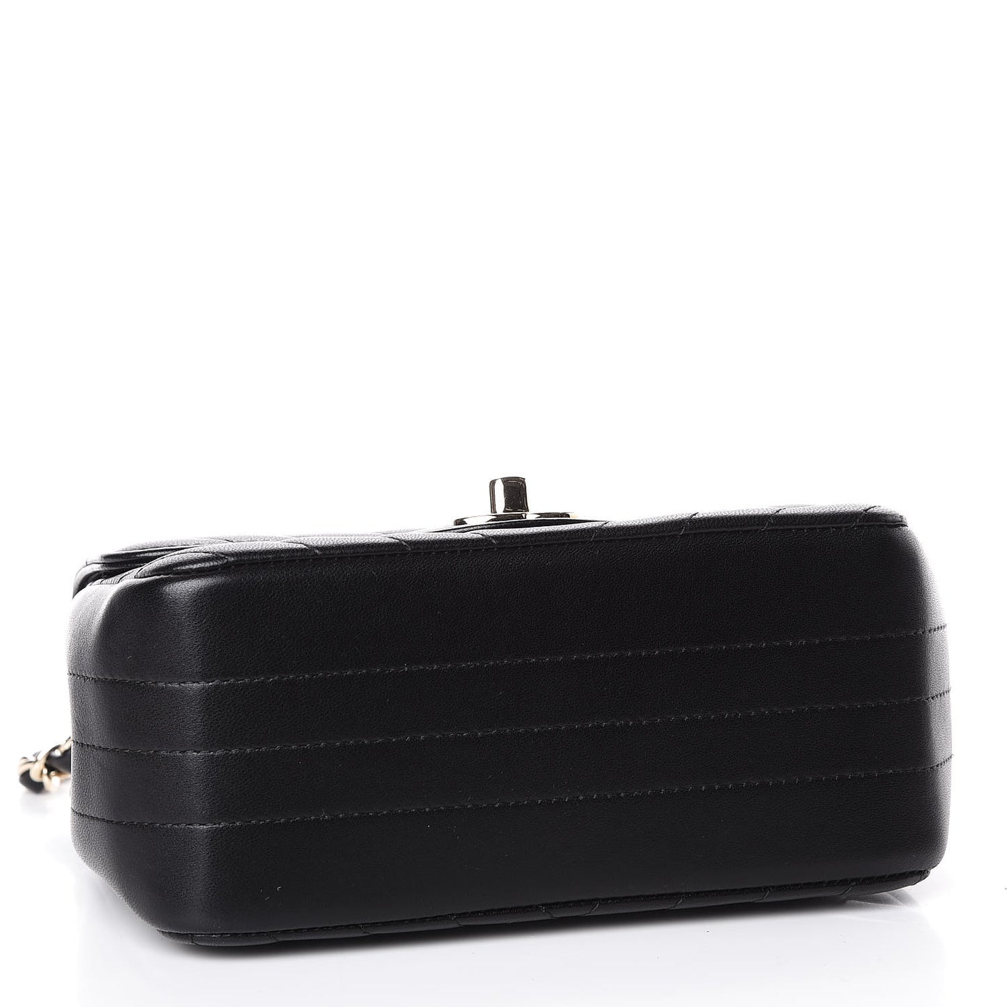 Lambskin Chevron Quilted Mini Square Flap Black