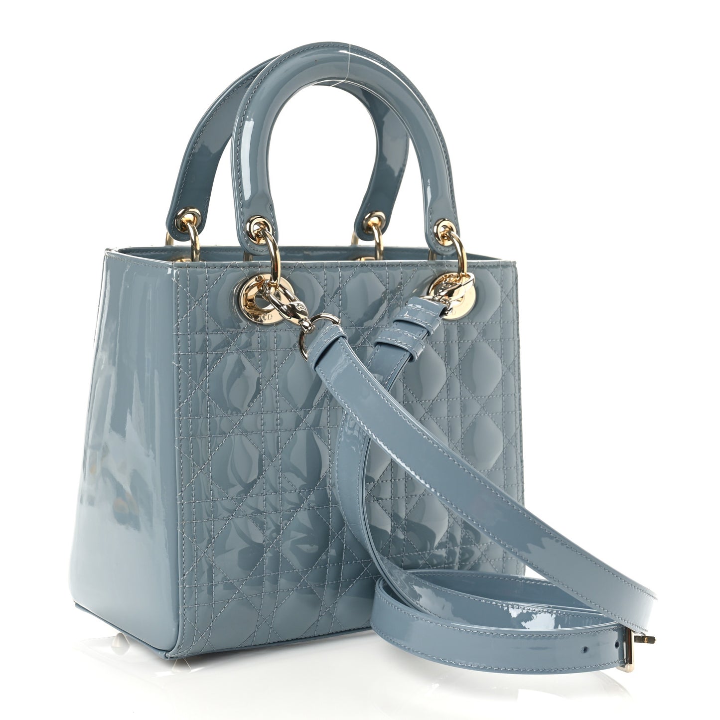Patent Cannage Medium Lady Dior Cloud Blue
