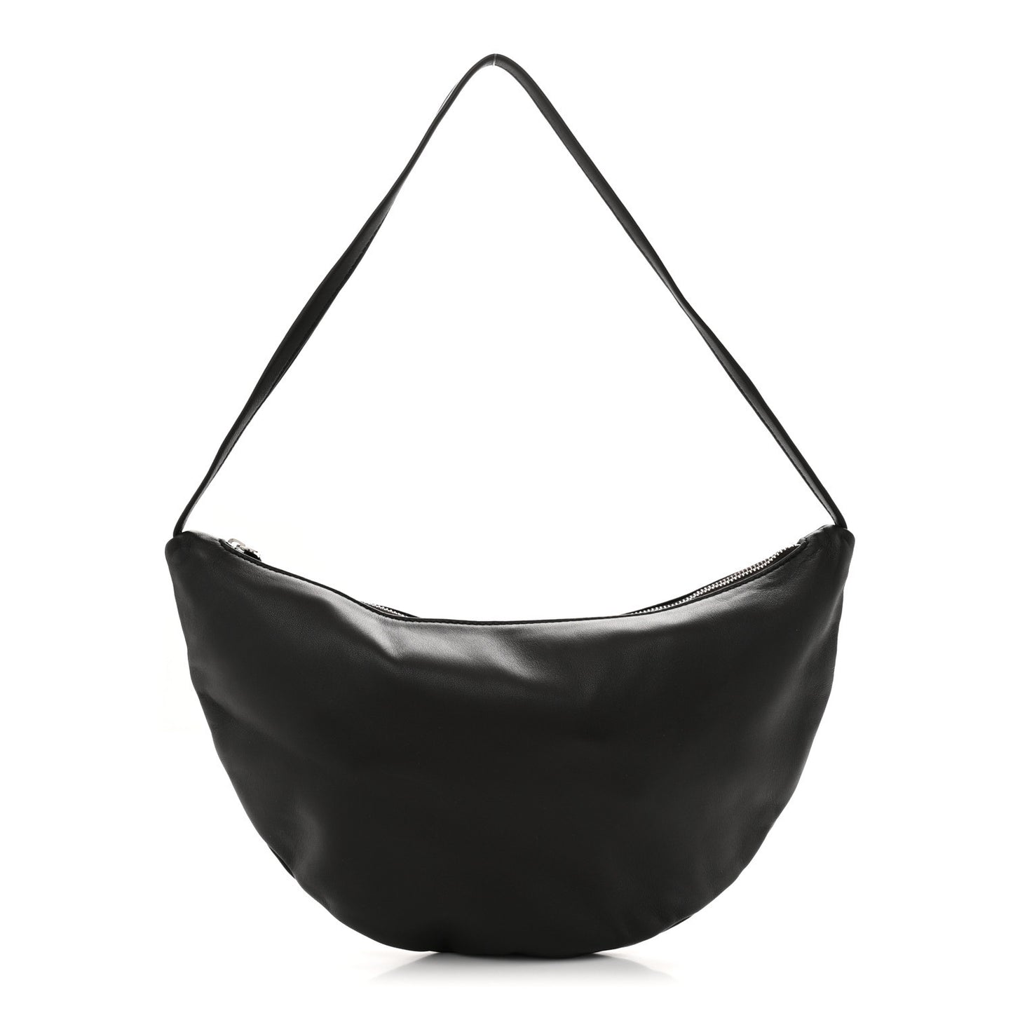 Finely Grained Calfskin Small Izzy Crescent Shoulder Bag Ebony Brown