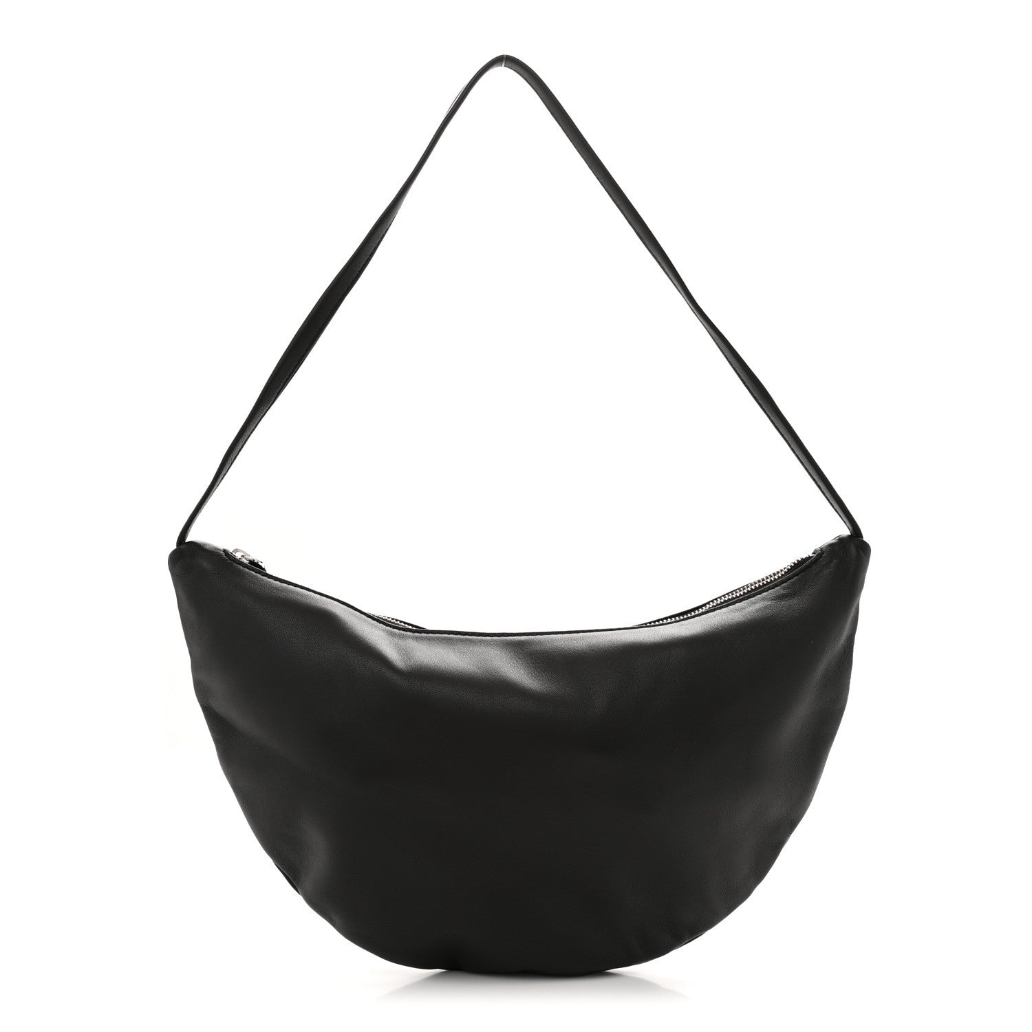 The Row Finely Grained Calfskin Small Izzy Crescent Shoulder Bag Ebony Brown 1 of 9