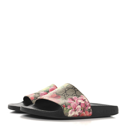 Gucci GG Supreme Monogram Blooms Slide Sandals 37 Beige Multicolor 4 of 7