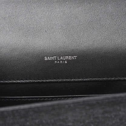 Saint Laurent Calfskin Lizard Embossed Small Classic Monogram Kate Tassel Satchel Black 6 of 9