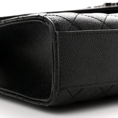 Saint Laurent Grain De Poudre Textured Mixed Matelasse Triquilt Medium Monogram Satchel Black 8 of 9