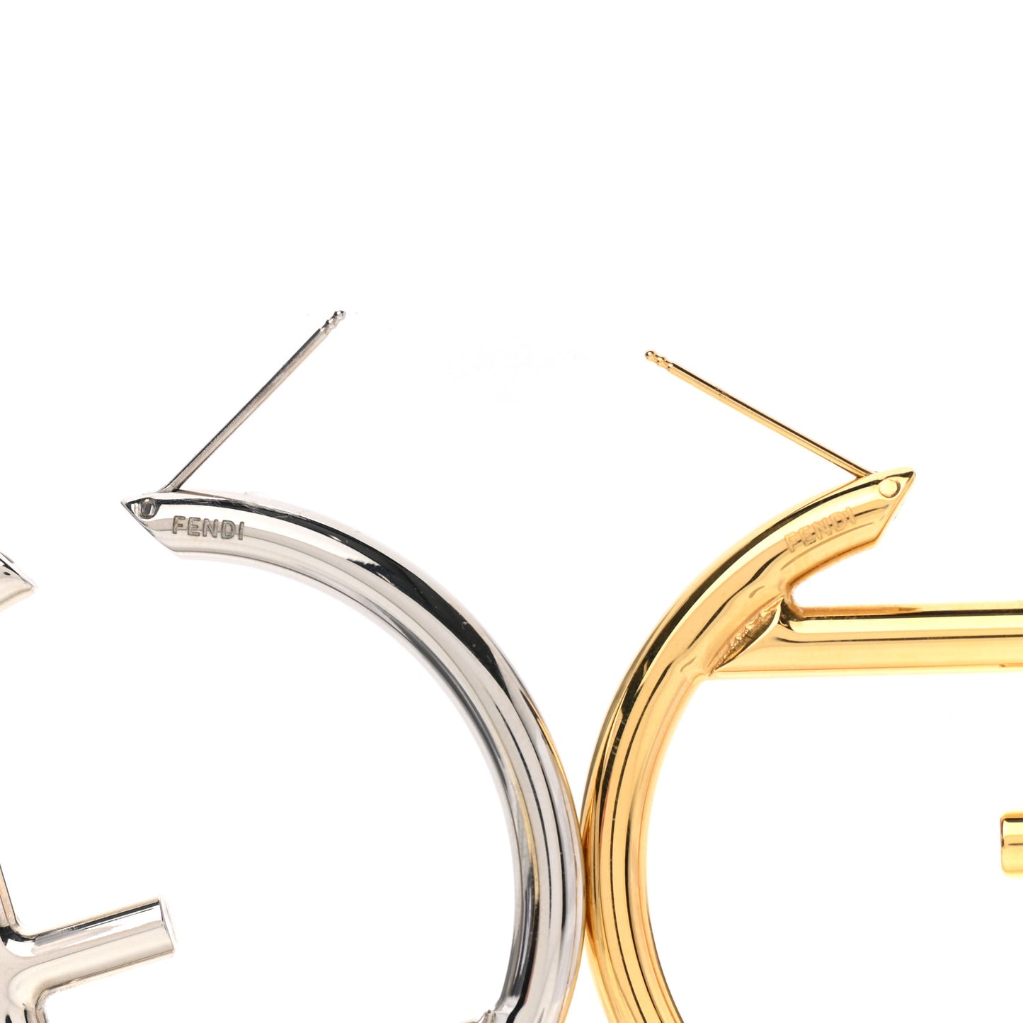 Metal FF Hoop Earrings Gold Silver