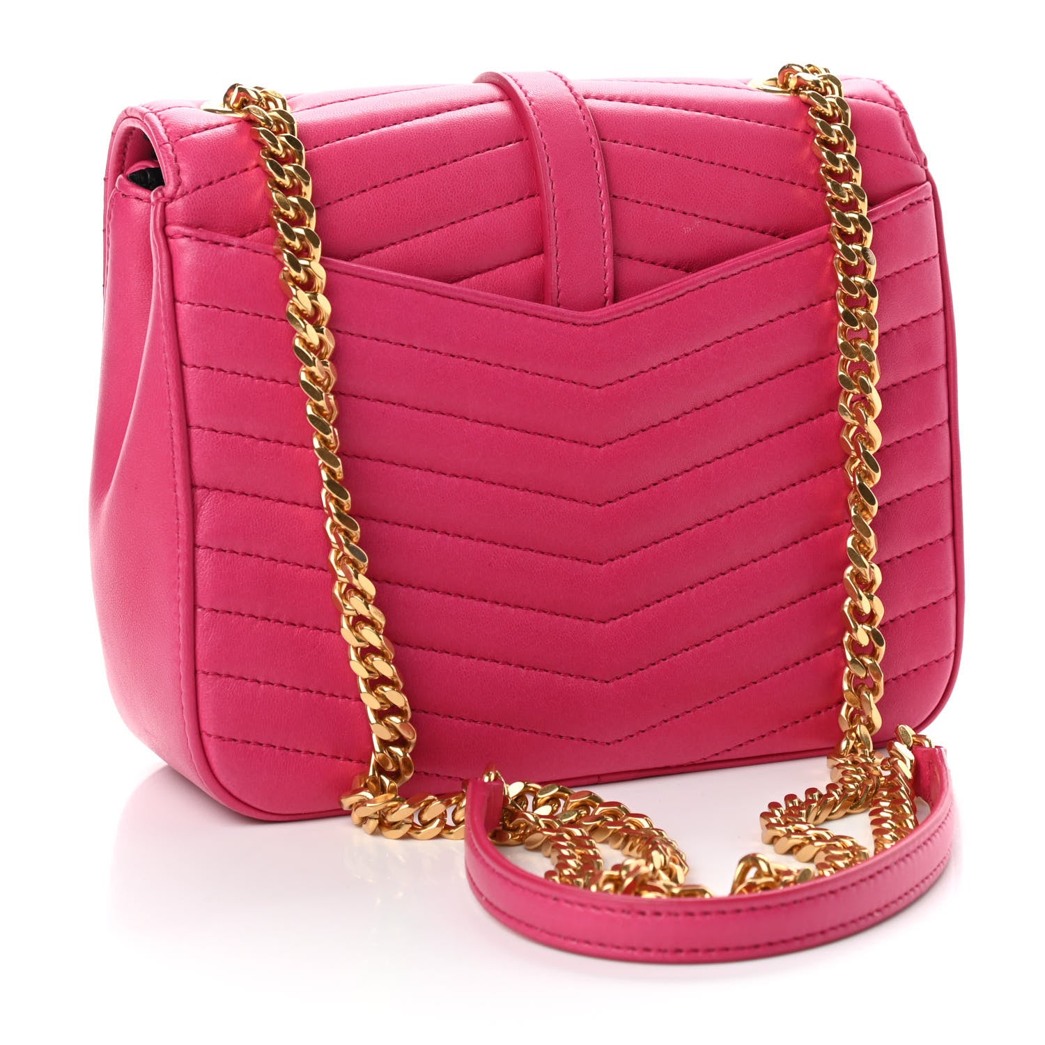 Saint Laurent Lambskin Matelasse Chevron Monogram Small Sulpice Bag Fuchsia 3 of 10