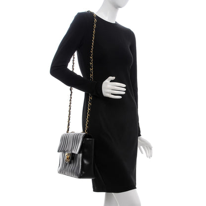 Chanel Lambskin Vertical Quilt Jumbo Single Flap Black 2 of 9