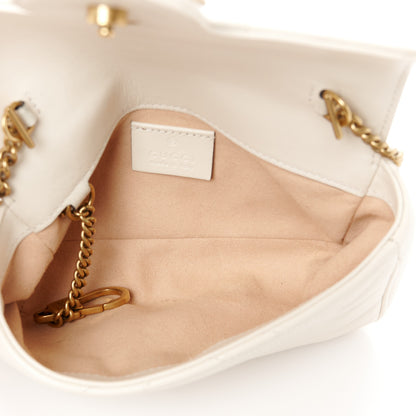 Gucci Calfskin Matelasse Super Mini GG Marmont Shoulder Bag White 5 of 10