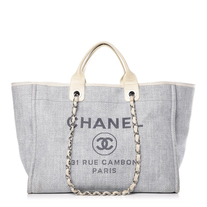 Chanel Canvas Large Deauville Tote Denim Blue 1 of 14