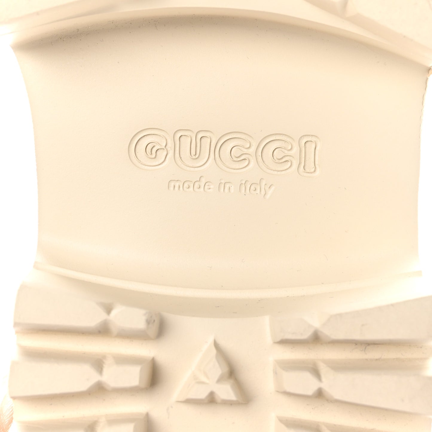 Rubber GG Monogram Perforated Elea Platform 55mm Lug Sole Sandals 36 Mystic White