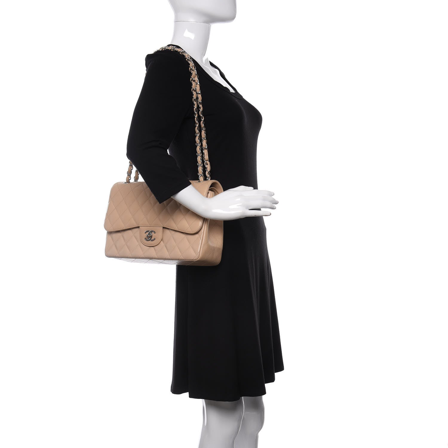 Chanel Caviar Quilted Jumbo Double Flap Beige Clair 2 of 15
