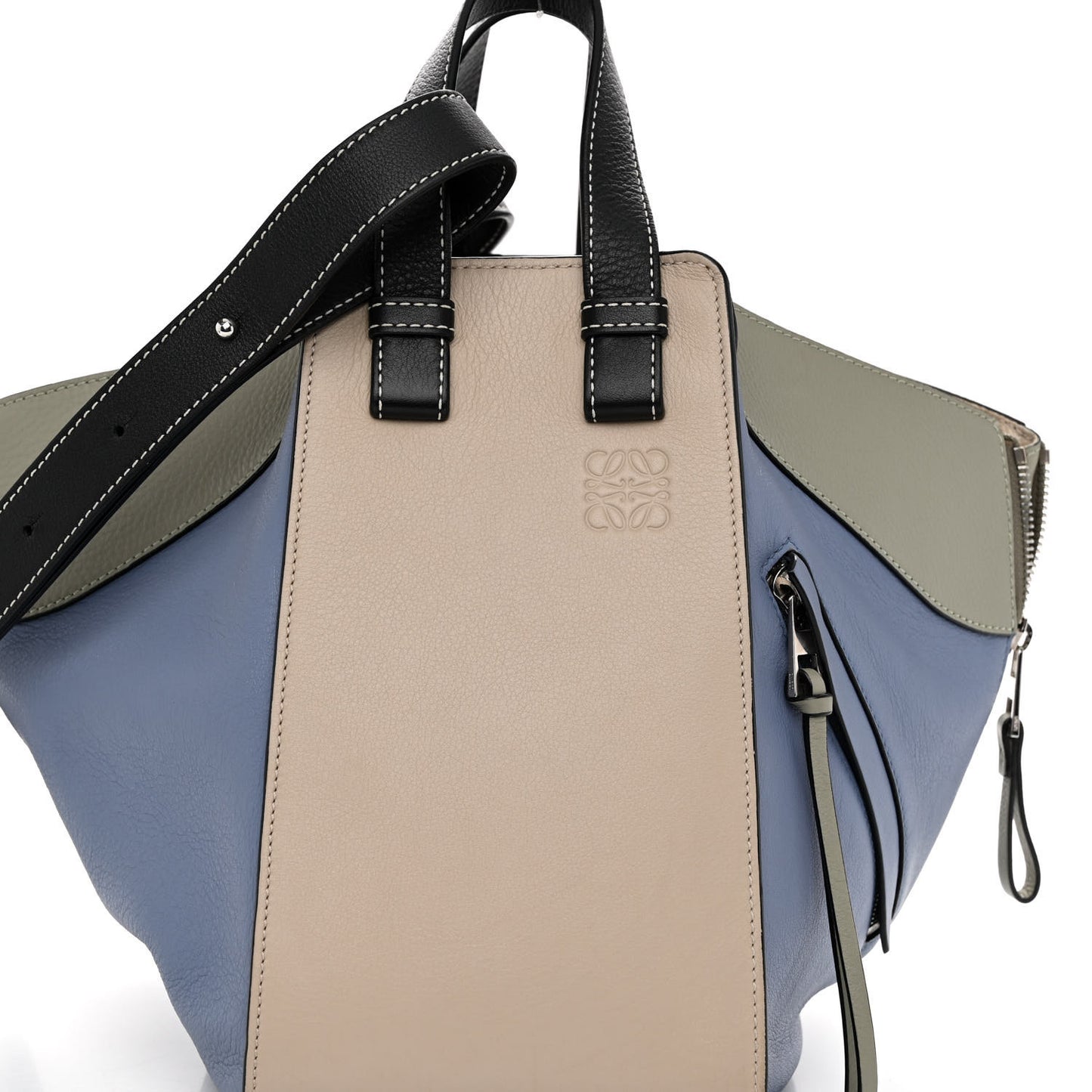 Grained Calfskin Small Hammock Shoulder Bag Blue Beige Multicolor