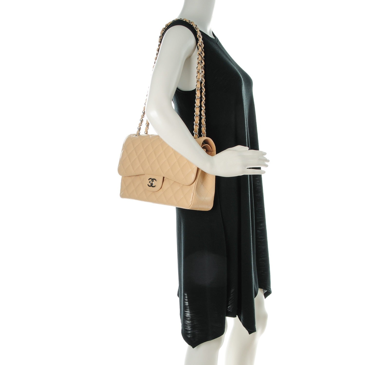 Chanel Caviar Quilted Jumbo Double Flap Beige Clair 2 of 8