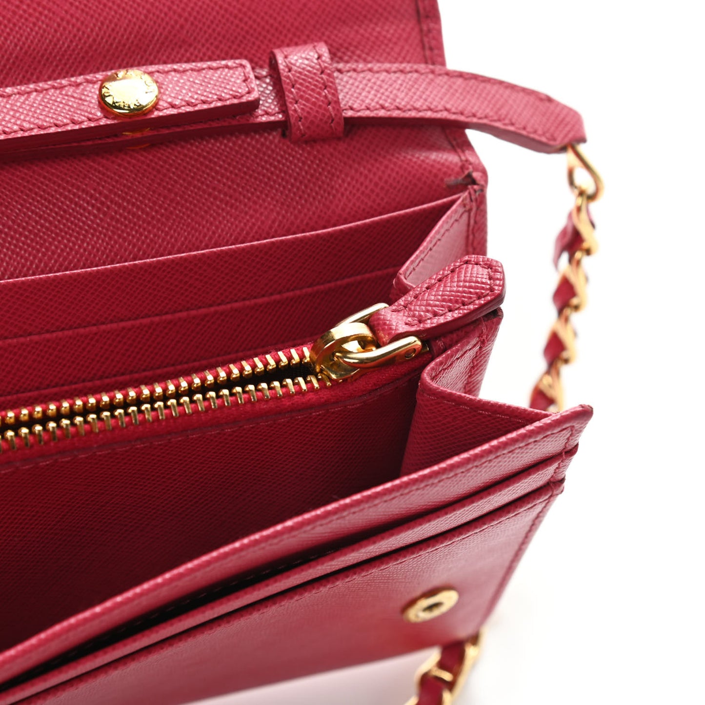 Saffiano Metal Oro Chain Wallet Peonia