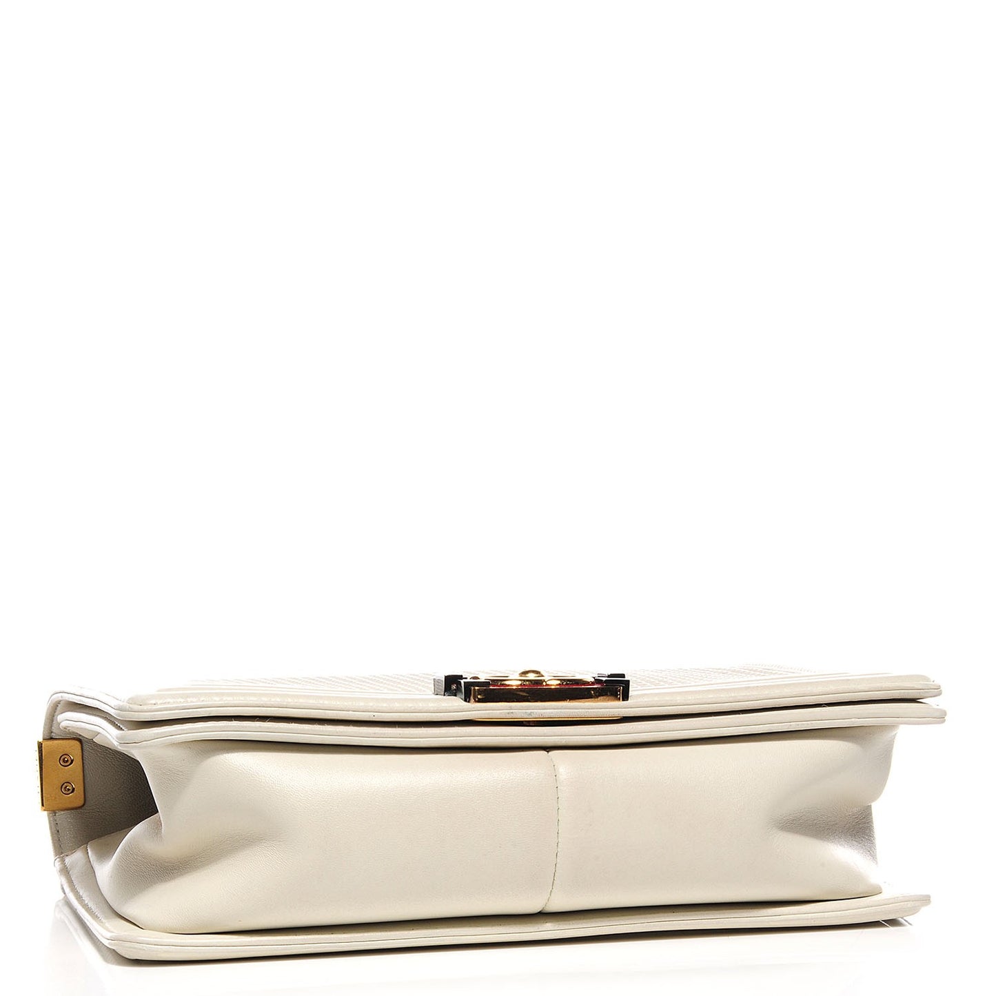 Lambskin Embossed Medium Boy Cube Flap White Red