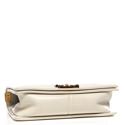 Chanel Lambskin Embossed Medium Boy Cube Flap White Red 4 of 8