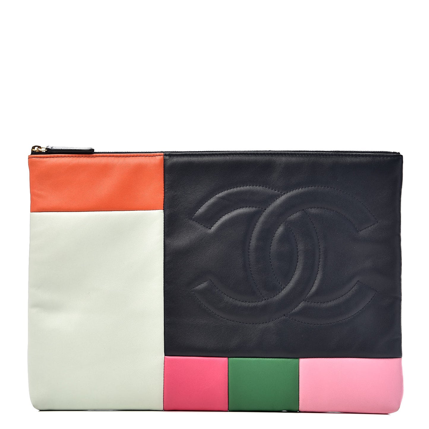Lambskin Colorblock Cosmetic Case Multicolor