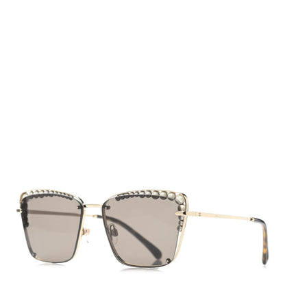Chanel Metal Square Frame Pearl Sunglasses 4235-H Tortoise 1 of 4