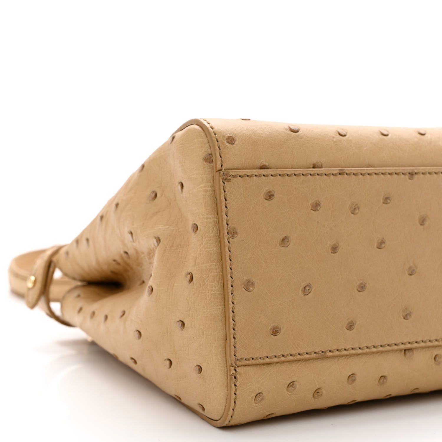Fendi Ostrich Shiny Nappa Mini Peekaboo Iconic Satchel Cuoio 10 of 12