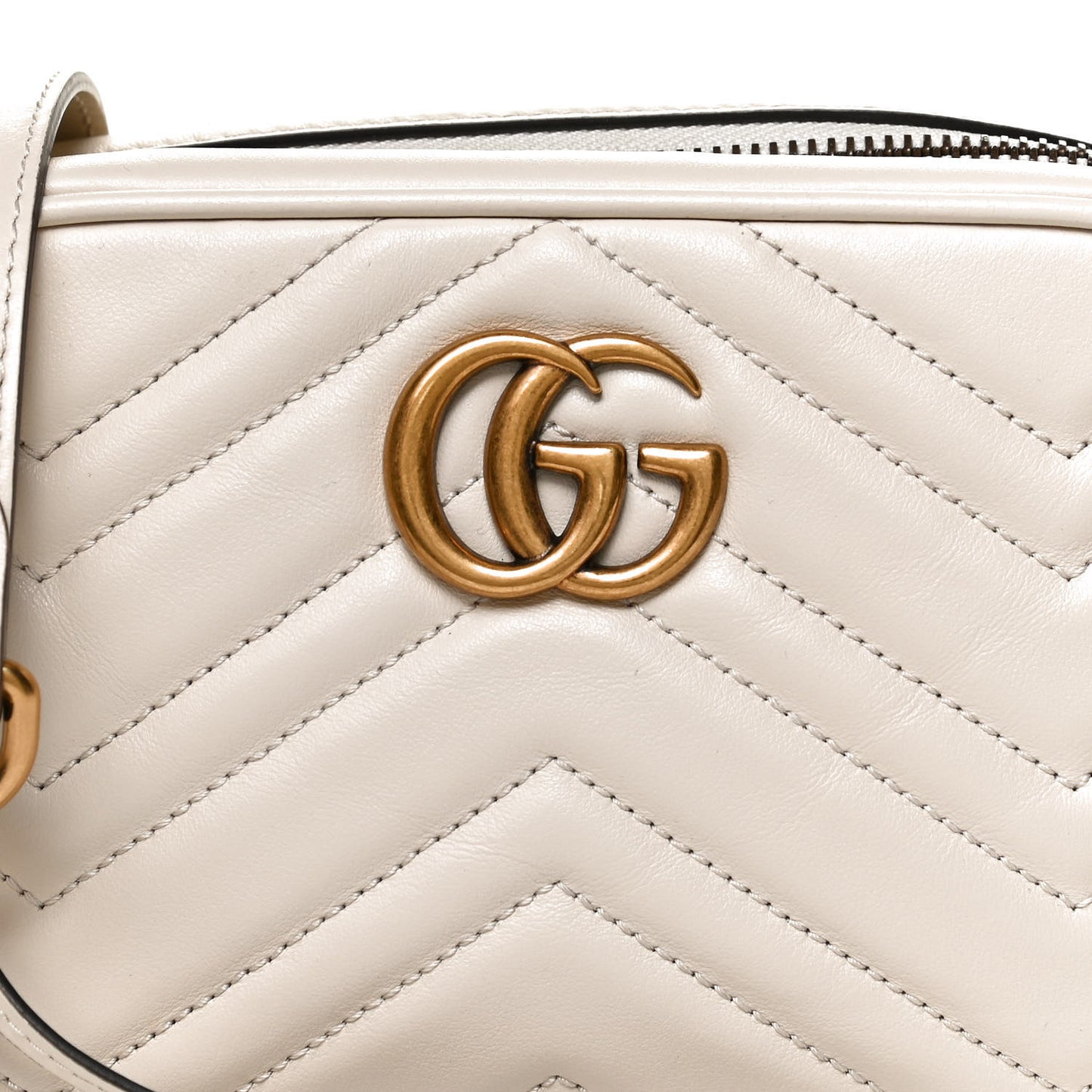 Calfskin Matelasse Mini GG Marmont Chain Shoulder Bag White